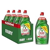 Fairy Ultra Poder Original Líquido Lavavajillas 4x900ML Fórmula Efectiva Que Deja Los Platos Relucientes, Impresionante Poder Antigrasa