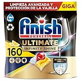 Finish Powerball Ultimate Infinity Shine, pastillas para el lavavajillas con protección de la vajilla, Limón, 160 pastillas