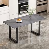 Merax Mesa de comedor de estilo industrial, mesa de comedor rectangular, mesa de cocina moderna para sala de estar y comedor, 140 x 70 x 75 cm, color gris