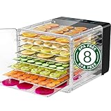 Reemix Deshidratador de Alimentos, incluye 8 bandejas de acero inoxidable, Con Pantalla LED, Temperatura Hasta 75℃ Y Temporizador De 48H, Deshidratadora de Frutas y Verduras, Sin BPA