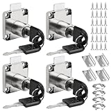 SJHJYIO 2 Piezas 22mm Cerradura Taquilla Vestuario, Cerradura Armario Con Llave, 4 Cerraduras Con Llaves Diferentes, Cerraduras Para Armarios, Cerradura Cajon Para Buzón De Buzón Para Muebles