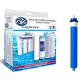 Membrana 50 GPD + Pack de 4 filtros Estandar. 1 Filtro de Sedimentos, 1 Filtro de Carbón GAC, 1 Filtro de Carbón Block y 1 Post Filtro de Coco Natural. Bbagua.
