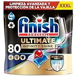 Finish Powerball Ultimate Infinity Shine, pastillas para el lavavajillas contra manchas resecas y escudo protector, Pack de 80 pastillas (embalaje puede variar)