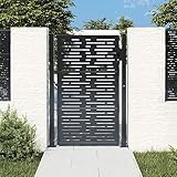Homgoday Puerta de jardín Acero Gris Antracita diseño Cuadrado 105x155cm, Puerta de Jardín Cancela Barrera Valla Verja Patio Entrada Exterior Cerca