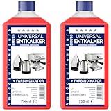2 descalcificadores concentrado universal de 750 ml, como para cafeteras automáticas, hervidores de agua, etc. Para 6 descalcificaciones/aplicaciones de 125 ml cada una