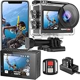 Hiicam Speed 20 Cámara Deportiva 4K 60FPS con Pantalla Dual, Estabilización EIS, 170° Gran Angular, 40M Impermeable, 2 Baterías, WiFi y Control Remoto - Cámaras Deportivas para Casco