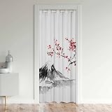 Loussiesd Cortina de privacidad para puerta de estilo japonés, cortina de puerta de cerezo japonés, cortina térmica aislada exótica de montaña Fuji para dormitorio (1 panel, 106 x 203 cm)
