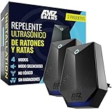 AMZ BRAND Repelente Ultrasónico de Ratones Paquete de 2 - Repelente de Ratones - 4 Modos de Funcionamiento - Modo Silencioso - No Tóxico - Eficaz contra Ratones y Ratones - Sin Radiación