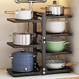 CASONNIK - Organizador de ollas ajustable de 7 niveles para gabinete, múltiples modos de uso, estante para ollas y sartenes para encimera de cocina y gabinete