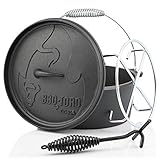 BBQ-Toro Horno Holandés Serie Alpha | 3,1 litros | Dutch Oven | Asador con Levantador de Tapa, Asador de Hierro Fundido, Olla de Barbacoa, Olla para Estofar | Olla de Hierro Fundido