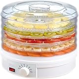 super forest Deshidratador de Frutas y Verduras, termostato eléctrico portátil Ajustable, Libre de BPA, 5 bandejas, deshidratador de Carne Seca doméstica para masc