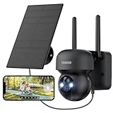 FOAOOD Camara Vigilancia WiFi Exterior - 360 Grados Camara con Placa Solar Seguridad Hogar Bateria Vision Nocturna Color Detector de Movimiento Pir Audio de 2 Vias IP66