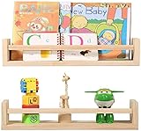 Juego de 2 estanterías flotantes para libros o libros para habitación infantil, decoración para habitación infantil, estantería para especias, madera de pino natural (natural) (42.5)