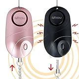 Pack de 2 Alarmas Personales de Seguridad con Luz LED – Llavero Compacto de Emergencia para Niños, Mujeres y Personas Mayores, Dispositivo de Prevención del Crimen(Rosa+Negro)