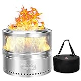 Onlyfire Brasero sin Humos Leña con Agujeros, Camping Portátil de Acero Inoxidable para Hogueras Al Aire Libre con Bolsa de Transporte para Camping, Barbacoa, Patio, Fiesta en El Jardín y Playa,⌀50 cm