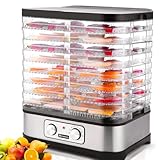 COOCHEER Deshidratador de Alimentos 8 Pisos Bandejas, Deshidratadora de Frutas, Deshidratador de Frutas y Verduras 400W con Temporizador 72H y Temperatura Ajustable, Ajuste mecanico, sin BPA