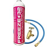 ENVASE GAS ORGÁNICO ECOLÓGICO FREEZE +32 ALTERNATIVO R410A R32 800gr +VALVULA + MANGUERA