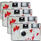 PHOTO PORST TopShot Flying Hearts - Cámara desechable (4 unidades, 1 A, 27 fotos, flash, 4 unidades), diseño de corazones voladores