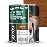 JOVIRA PINTURAS Barniz Brillante Tinte (6 colores). Barniz para madera. Protege, decora y embellece. (750 Mililitros, Roble)