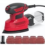 Lijadora delta de 130 W 14000 RPM con 20 papel de lija, 1 caja de polvo, 1 conexión al vacío, para pulir paredes, madera, pintura, muebles, metal, cemento