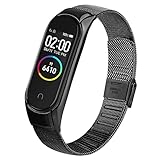 Mugust Correa Para Xiaomi Mi Band 4 Xiaomi Mi Band 3 Metal Correas,Pulsera de Repuesto de Inoxidable Hebilla Ajustable Correa para Mi Band 4/Mi Band 3 para Mujer y Hombre(Negro)