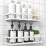 UUlioyer Estanteria Baño, Resistente al Agua y al Oxido, Estanteria Ducha sin Taladro, Organizador Baño para Champú y Gel de Baño (Blanco- 2 Piezas)