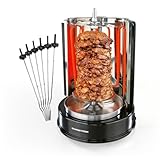 Gourmetmaxx 05914 Asador Brocheta con Pincho Giratorio, Distribución del Calor 360º, Desmontable Parcialmente, con Piezas Aptas para Lavavajillas, 1400 Vatios