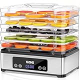 YASHE Deshidratador de Alimentos, Deshidratadora de Alimentos con 5 Bandejas de Acero Inoxidable, 400W, Timer y Temperatura Ajustables para Carne Seca, Hierbas, Frutas y Golosinas para Perros