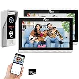 ANJIELO SMART Cámara de Video Timbre 1080P con Pantalla táctil de 10 Pulgadas, intercomunicador de Timbre de Video, (1 timbre + 2 pantallas)