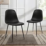 CangLong Pack de 2 Sillas Comedor de Cuero, Diseño Nórdico, Sillas de Comedor Ergonómicas y Versátiles, Sillas Cocina Elegantes, Negro