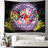 FNAF - Tapiz de Piazzaria de Fazbear con brecha de seguridad, decoración de sala de estar, dormitorio, arte de dibujos animados FNAF para colgar en la pared, cama, sofá, mesa, manta de playa,