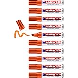 edding 500 marcador permanente - naranja - 10 rotuladores - punta biselada 2-7 mm - resistente al agua, de secado rápido, rotuladores indelebles - para cartón, plástico, madera, metal, vidrio