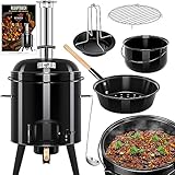 KESSER® Olla de Goulash con función de Barbacoa, Parrilla esférica + asador de Pollo, sartén de 8 litros, Olla de 17 litros esmaltada con Tapa para el Exterior, Cocina de Campo