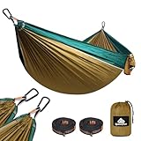 NATUREFUN Hamaca Ultraligera para Viaje y Camping (275x140 cm) | 300kg de Capacidad de Carga,Transpirable, Nylon de Paracaídas de Secado Rápido | 2X Mosquetones Premium, 2X Correas de Nylon Incluidas