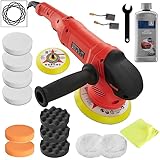 TecTake Pulidora Orbital Excéntrica + Set de Accesorios, Máquina de Pulido Profesional Coche, GS-Certificado, 710W, Velocidad Regulable 2200–6300 RPM/min, 6 Niveles, Pulir Encerar Abrillantar