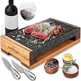 Nutrichef, Raclette, Parrilla de piedra, Roca de lava caliente, Carne, Barbacoa, Cuchillos de acero inoxidable, Grill, Bandeja calentada para servir