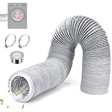 Tubo Secadora para Extractor de Aire, 3M Tubo Flexible PVC, Tubos de Aluminio 100mm con 1 Cinta de Tela de Fibra de Vidrio y 2 Abrazaderas, Tubos Salida de Humos para Aire Acondicionado, (1)