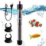 Calefacción de acuario de 100 W, termostato ajustable, mini calentador de acuario, calentador de acuario ajustable, varilla calefactora para tanques de peces y acuario, con 2 secciones de cubierta