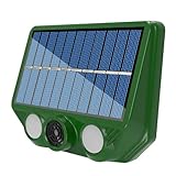 Asustador de animales alimentado por energía solar | Repelente ultrasónico de zorros de 20-36.5 kHz | Repelente ultrasónico de ardillas, repelente solar de animales, repelente ultrasónico de perros de