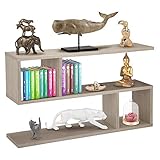 BAKAJI Libreria Baja Estantería 5 estantes de Madera melamínica, diseño Moderno para salón, casa o Oficina, tamaño 80 x 20 x 50,5 cm (Beige)