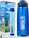 Baytiz- Botella de Agua con Filtro Purificador sin BPA - Paja de Supervivencia de Carbón Activado Filtros Purificadores Accesorios Pastillas Potabilizadoras Filtrada Potabilizador Deporte Grifo Water