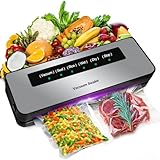 Maquina de Vacio para Alimentos,6 en 1, Selladora Automática de Alimentos Secos y Húmedos, Sellador al Vacío con 20 Bolsas de Vacío y Tubo de Vacío