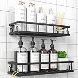 UUlioyer Estanteria Baño, Resistente al Agua y al Oxido, Estanteria Ducha sin Taladro, Organizador Baño para Champú y Gel de Baño, (Negro- 2 Piezas)