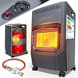 MONZANA® Calefactor de Gas 4200W Estufa Cerámica Regulador de Presión Bajo Consumo Camping Chimenea Móvil