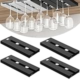 SAMSYOKI 4 Piezas Soporte para Copas de Vino Colgante, Estante Copas Vino Debajo Gabinete, Colgador Copas Sin Taladrar, Estante Colgar Copas Autoadhesivo para Hogar Bar Cocina Restaurante (Negro)