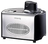 H.Koenig HF250 Máquina Para Hacer Helados Caseros y Sorbetes Profesionales, Heladera Con Compresor, 150 W, 1,5 Litros, Preparación 30 Mins, Pantalla LCD, Conservación En Frío, Acero Inoxidable