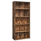 VASAGLE Librería de 5 Niveles, Estantería de Libros, Organizador con Compartimentos, Estantes Abiertos y Ajustables, para Sala de Estar, Oficina, Dormitorio, Marrón Rústico LBC165X01