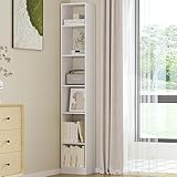 Hzuaneri Librería, Estantería, para Salón, Estudio, Oficin, Dormitorio, Estilo Escandinavo, 24 x 30 x 184.4 cm, Blanco BC09603X