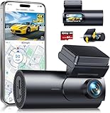 GKU 4K Dashcam, 5G WiFi GPS, Doble Dash CAM Coche, 1.5'' IPS Mini Camara Coche Grabadora con Tarjeta SD de 64GB, 24H Modo Aparcamiento, Visión Nocturna, WDR, 170° Gran Angular, Sensor G, App Control