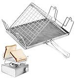 Tostadora para camping, tostadora de acero inoxidable, tostadora para camping, tostadora plegable, tostadora para hornillo de gas, tostadora para cocina, compacto, accesorio de camping, ideal para